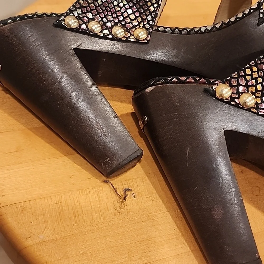 Authentic Jimmy Choo Irridescent Mule Chunky Heels with Chunky Platform - Picture 7 of 9